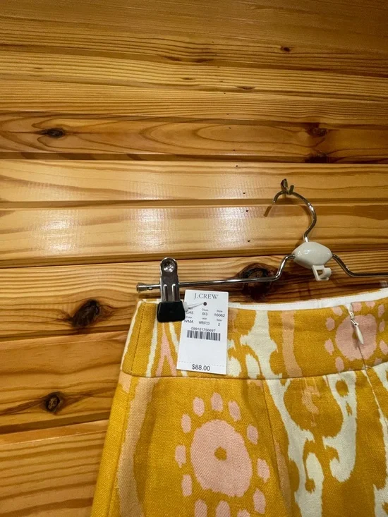 J. Crew Yellow and Cream Floral Ikat Pencil Skirt with Pink Accents - Picture 3 of 3